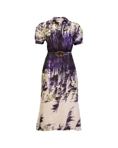 Silvia Tcherassi Lee Abstract-Print Short-Sleeve Belted Midi Shirtdress | Thumbnail 1