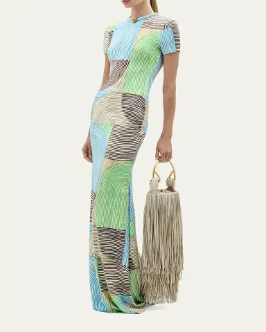 Silvia Tcherassi Yara Abstract-Print Short-Sleeve Maxi Dress | Thumbnail 2 Silvia Tcherassi Yara Abstract-Print Short-Sleeve Maxi Dress | Thumbnail 2