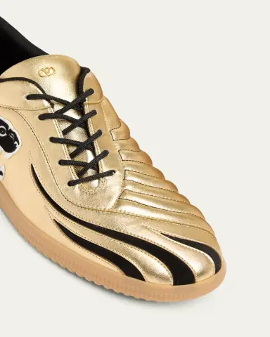 Valentino Garavani Men's Kicky Asymmetrical Metallic Leather Sneakers | Thumbnail 3 Valentino Garavani Men's Kicky Asymmetrical Metallic Leather Sneakers | Thumbnail 3