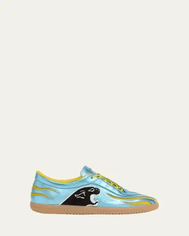 Valentino Garavani Men's Kicky Asymmetrical Metallic Leather Sneakers | Thumbnail 4 Valentino Garavani Men's Kicky Asymmetrical Metallic Leather Sneakers | Thumbnail 4