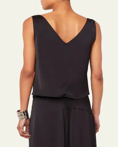 OFFICINE GÉNÉRALE Liana Sleeveless Satin Viscose Top | Thumbnail 3