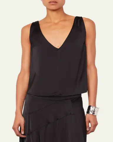 OFFICINE GÉNÉRALE Liana Sleeveless Satin Viscose Top | Thumbnail 4
