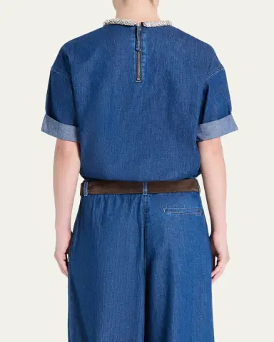 TWP Ex T in Denim Shirting with Crystal Collar | Thumbnail 3 TWP Ex T in Denim Shirting with Crystal Collar | Thumbnail 3