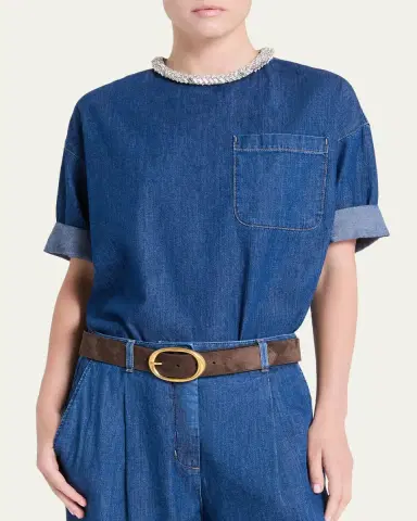 TWP Ex T in Denim Shirting with Crystal Collar | Thumbnail 5 TWP Ex T in Denim Shirting with Crystal Collar | Thumbnail 5