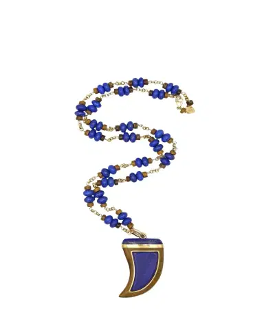 Grazia And Marica Vozza Tiger's Eye and Lapis Tooth Pendant Necklace | Thumbnail 1