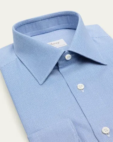 Brioni Men's Sea Island Cotton Micro-Houndstooth Dress Shirt | Thumbnail 2
