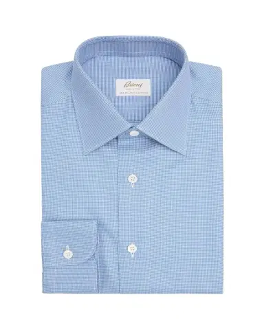 Brioni Men's Sea Island Cotton Micro-Houndstooth Dress Shirt | Thumbnail 1