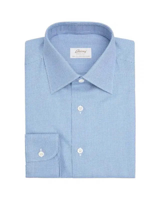 Brioni Men's Sea Island Cotton Micro-Houndstooth Dress Shirt