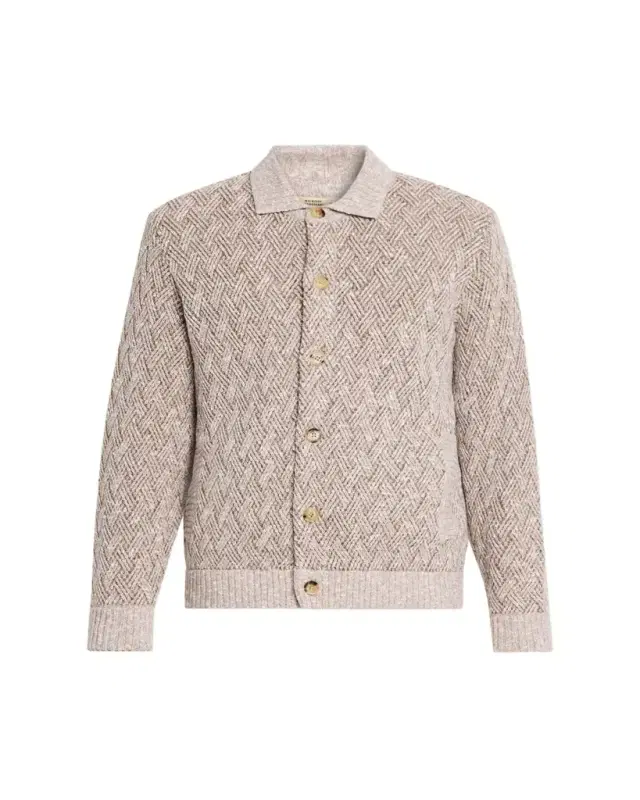 Baldassari Men's Wool-Blend Basketweave Stitch Cardigan
