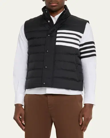 Thom Browne Men's Shiny Ripstop 4-Bar Down Vest | Thumbnail 4