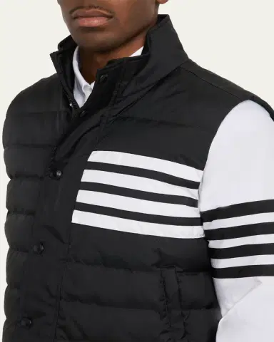 Thom Browne Men's Shiny Ripstop 4-Bar Down Vest | Thumbnail 5