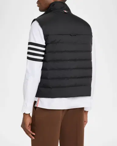 Thom Browne Men's Shiny Ripstop 4-Bar Down Vest | Thumbnail 7