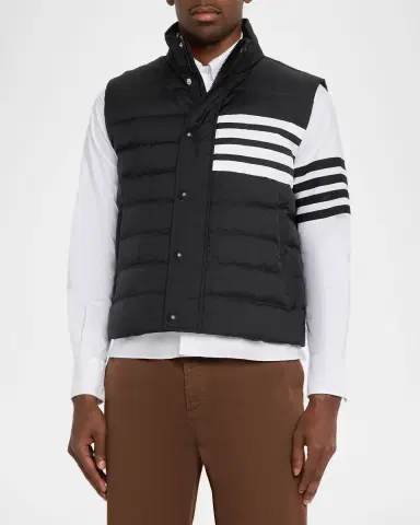 Thom Browne Men's Shiny Ripstop 4-Bar Down Vest | Thumbnail 8