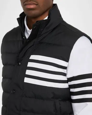 Thom Browne Men's Shiny Ripstop 4-Bar Down Vest | Thumbnail 9