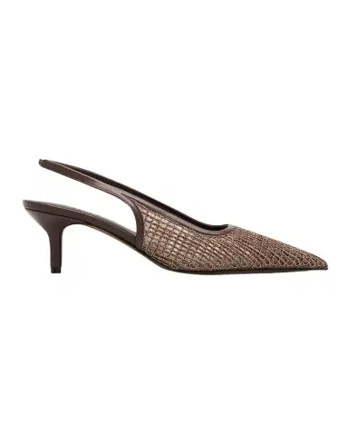 Brunello Cucinelli 55mm Monili Suede-Trimmed Slingback Pumps | Thumbnail 1 Brunello Cucinelli 55mm Monili Suede-Trimmed Slingback Pumps | Thumbnail 1