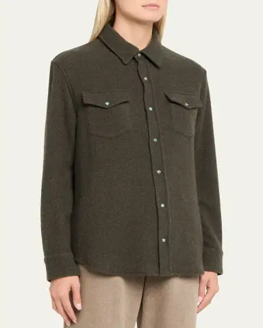 God’s True Cashmere Sable Solid Cashmere Flannel Shirt | Thumbnail 4 God’s True Cashmere Sable Solid Cashmere Flannel Shirt | Thumbnail 4