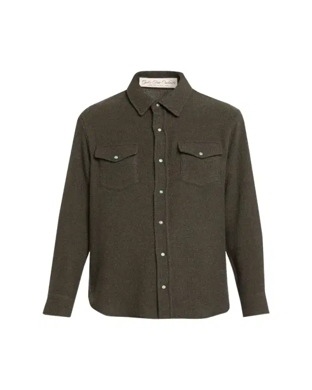 God's True Cashmere Sable Solid Cashmere Flannel Shirt