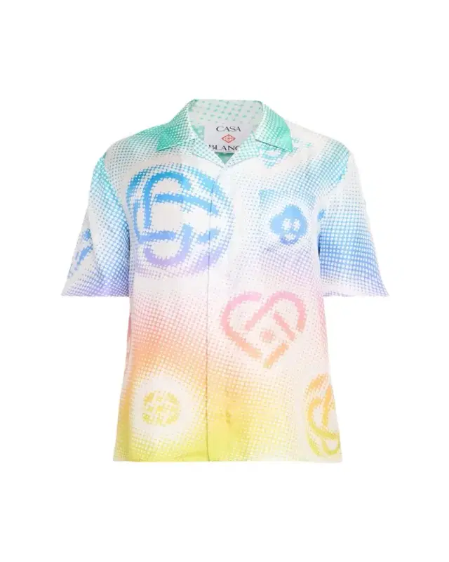 Casablanca Men's Half-Tone Logo Silk Button-Front Shirt