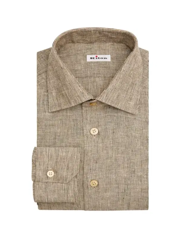 Men's Linen Blend Micro-Stripe Dress Shirt