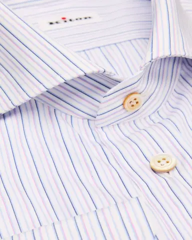 Kiton Men's Spread Collar Multi-Stripe Cotton Dress Shirt | Thumbnail 2 Kiton Men's Spread Collar Multi-Stripe Cotton Dress Shirt | Thumbnail 2