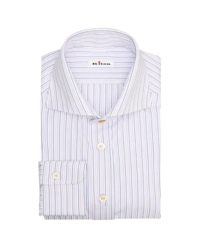 Men's Spread Collar Multi-Stripe Cotton Dress Shirt