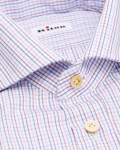 Kiton Men's Cotton Graph Check Classic-Fit Dress Shirt | Thumbnail 3