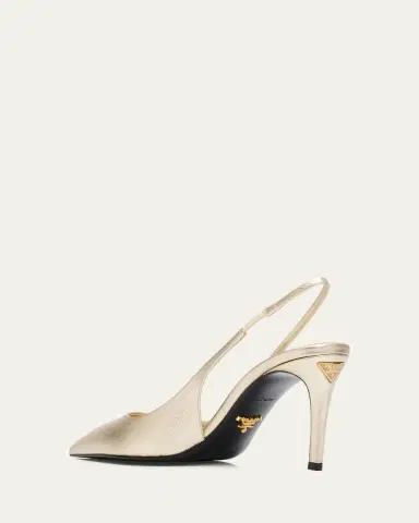 Prada 90mm Saffiano Metallic Leather Slingback Pumps | Thumbnail 4 Prada 90mm Saffiano Metallic Leather Slingback Pumps | Thumbnail 4