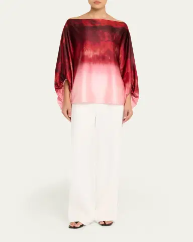 Silvia Tcherassi Bellagio Degrade Silk Balloon-Sleeve Blouse | Thumbnail 2