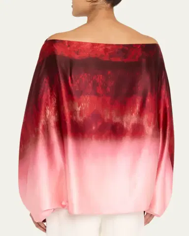 Silvia Tcherassi Bellagio Degrade Silk Balloon-Sleeve Blouse | Thumbnail 3