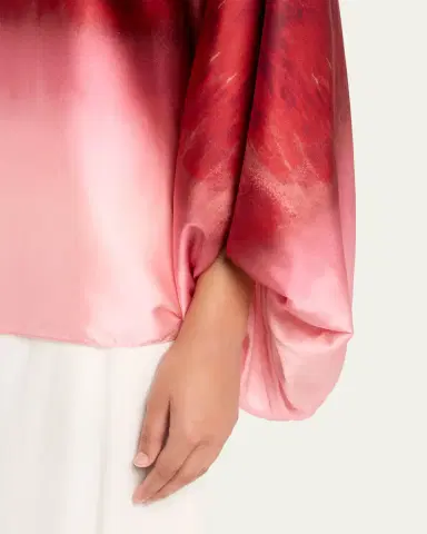 Silvia Tcherassi Bellagio Degrade Silk Balloon-Sleeve Blouse | Thumbnail 5
