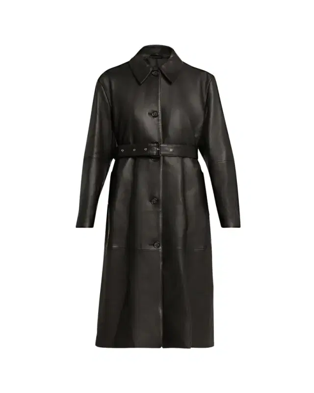 Toteme Belted Leather Oversized Coat