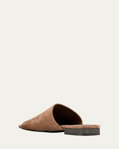 Brunello Cucinelli Monili Suede Mule Sandals | Thumbnail 4 Brunello Cucinelli Monili Suede Mule Sandals | Thumbnail 4