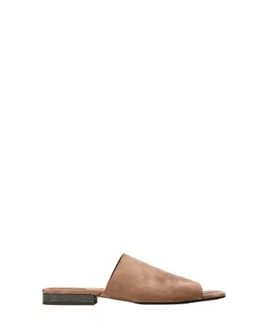 Brunello Cucinelli Monili Suede Mule Sandals | Thumbnail 1 Brunello Cucinelli Monili Suede Mule Sandals | Thumbnail 1