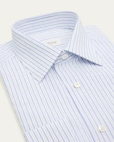 Brioni Men's Cotton Multi-Stripe Point Collar Dress Shirt | Thumbnail 2 Brioni Men's Cotton Multi-Stripe Point Collar Dress Shirt | Thumbnail 2