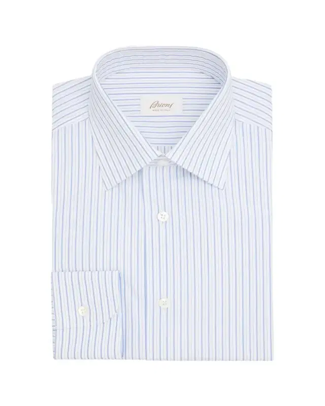 Men's Cotton Multi-Stripe Point Collar Dress Shirt
