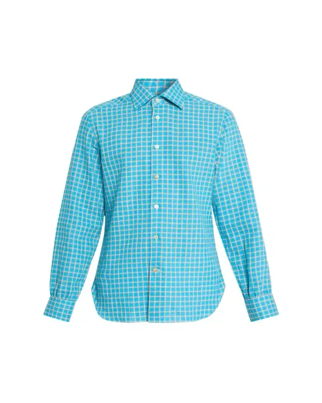 Men's Linen-Blend Plaid Button-Down Shirt