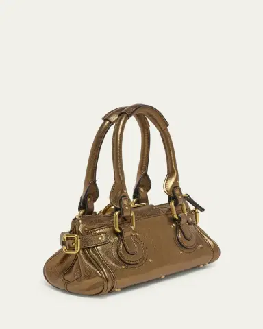 Chloé Small Paddington Padlock Shoulder Bag in Metallic Leather | Thumbnail 3