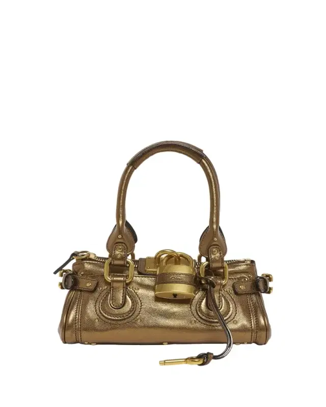 Small Paddington Padlock Shoulder Bag in Metallic Leather
