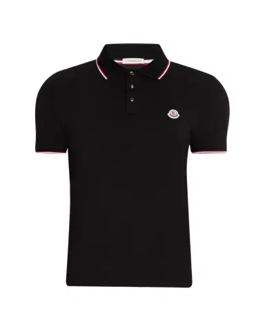 Moncler Men's Stripe-Trim Cotton Polo Shirt | Thumbnail 1 Moncler Men's Stripe-Trim Cotton Polo Shirt | Thumbnail 1