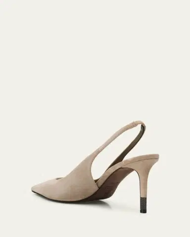 Brunello Cucinelli 80mm Monili Suede Slingback Pumps | Thumbnail 4