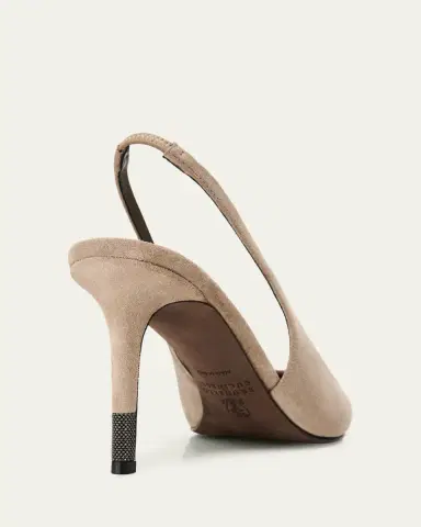 Brunello Cucinelli 80mm Monili Suede Slingback Pumps | Thumbnail 5
