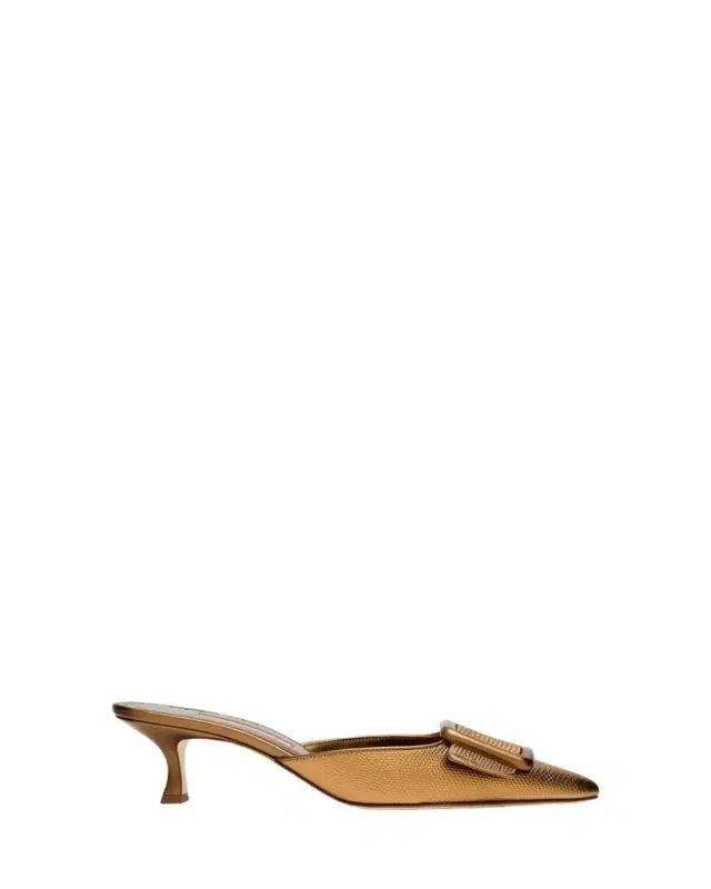 50mm Maysalebi Embossed Metallic Leather Mules