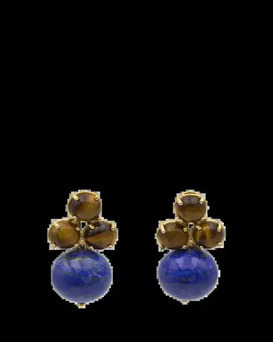 Grazia And Marica Vozza Tris and Boule Earrings with Tiger's Eye and Lapis | Thumbnail 2