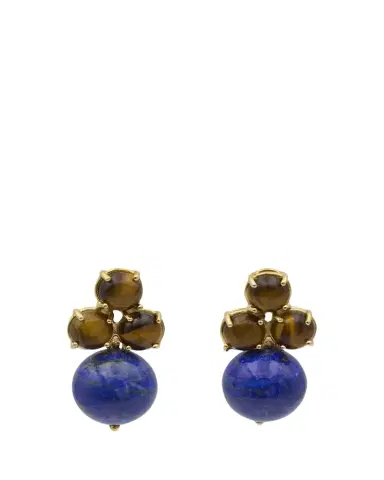 Grazia And Marica Vozza Tris and Boule Earrings with Tiger's Eye and Lapis | Thumbnail 1