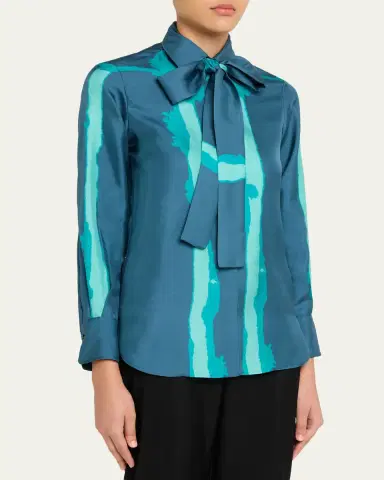 Kiton Silk Bow-Neck Button-Down Shirt | Thumbnail 4