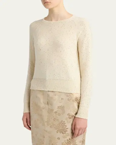 Kiton Cashmere Paillette Crewneck Sweater | Thumbnail 4 Kiton Cashmere Paillette Crewneck Sweater | Thumbnail 4