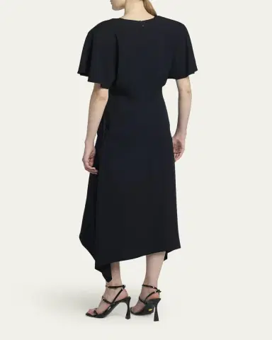Stella McCartney V-Neck Short-Sleeve Handkerchief Midi Dress | Thumbnail 3 Stella McCartney V-Neck Short-Sleeve Handkerchief Midi Dress | Thumbnail 3