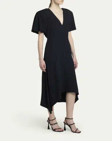 Stella McCartney V-Neck Short-Sleeve Handkerchief Midi Dress | Thumbnail 4 Stella McCartney V-Neck Short-Sleeve Handkerchief Midi Dress | Thumbnail 4