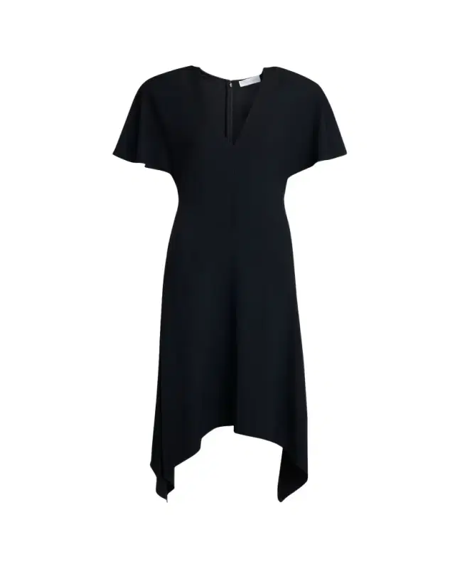 V-Neck Short-Sleeve Handkerchief Midi Dress