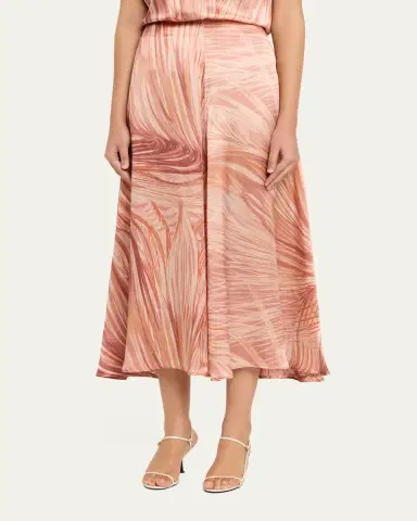 Kiton Feather-Print Silk A-Line Midi Skirt | Thumbnail 4 Kiton Feather-Print Silk A-Line Midi Skirt | Thumbnail 4
